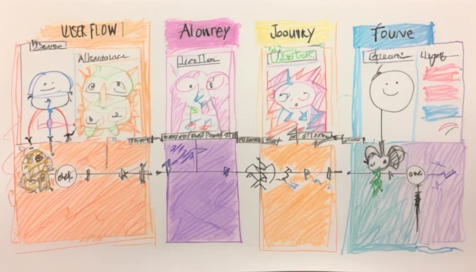 Side-by-side comparison of user flow and user journey