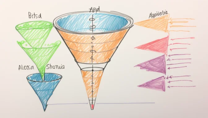 A diagram illustrating various stages of a digital marketing funnel