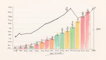 Digital illustration of a retention chart showing user growth