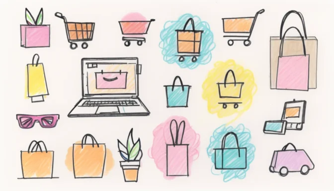 Icons symbolizing various current trends in e-commerce