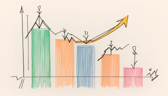 Amazon logo and a chart showing its growth