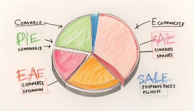 Pie chart comparing e-commerce and retail sales