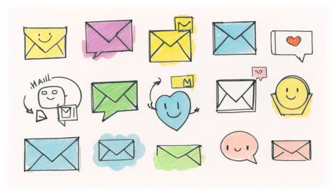 Customer service icons for email, SMS, and social media