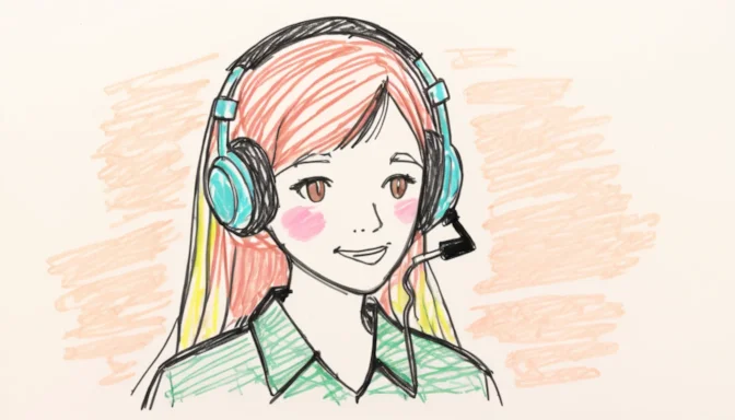 Customer service representative with a headset