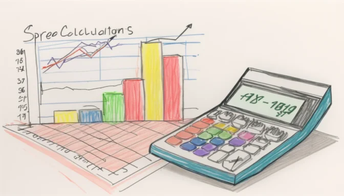 A calculator beside a spreadsheet showing profit calculations