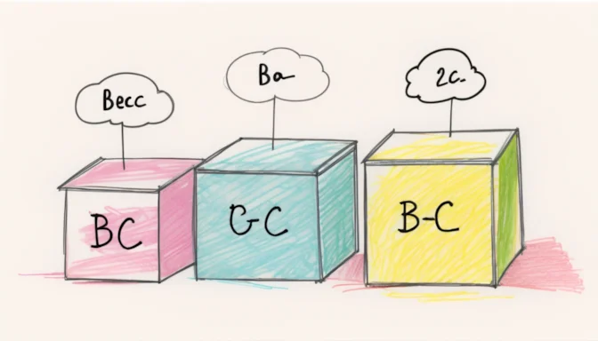 Three boxes labeled B2C, B2B, and C2C