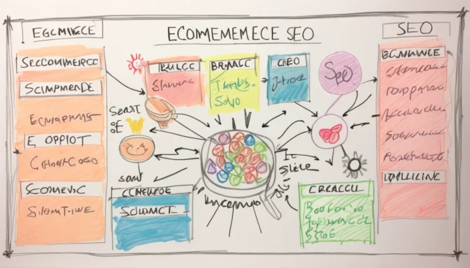 A strategy board highlighting ecommerce SEO elements