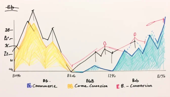 Line chart showing average and top B2B e-commerce conversion rates