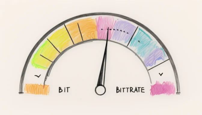 Gauge displaying the relationship between bitrate and quality