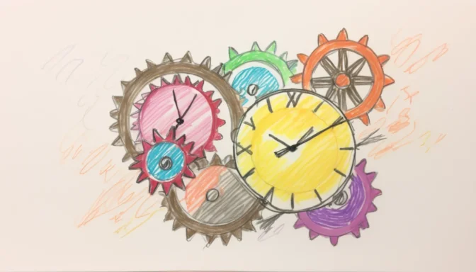 Gears and a clock representing asynchronous loading mechanisms