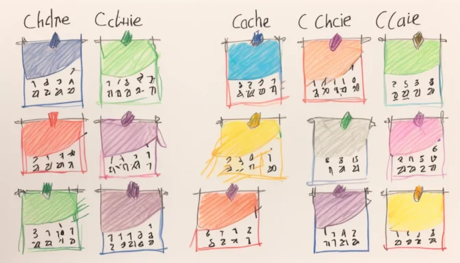 A calendar indicating various cache lifespan durations