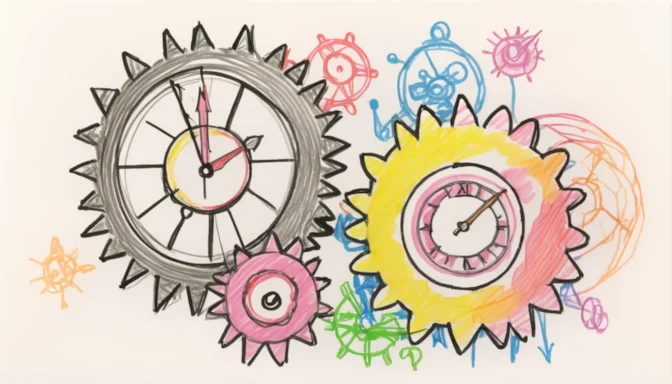 Mechanical gears and a clock illustrating the mechanisms of browser caching