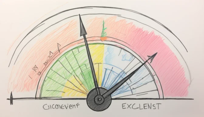 A gauge showing a 7% conversion rate in the 'excellent' zone