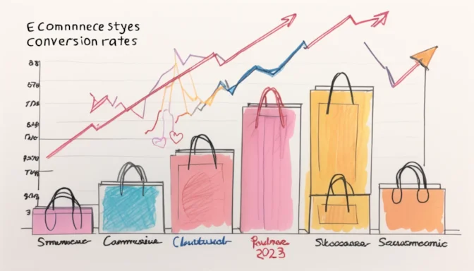 Charts illustrating e-commerce conversion rates and trends for 2023