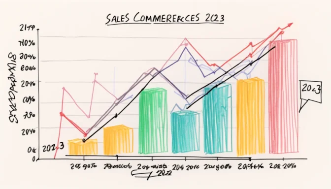 Line graph showing the projected e-commerce sales growth for 2023