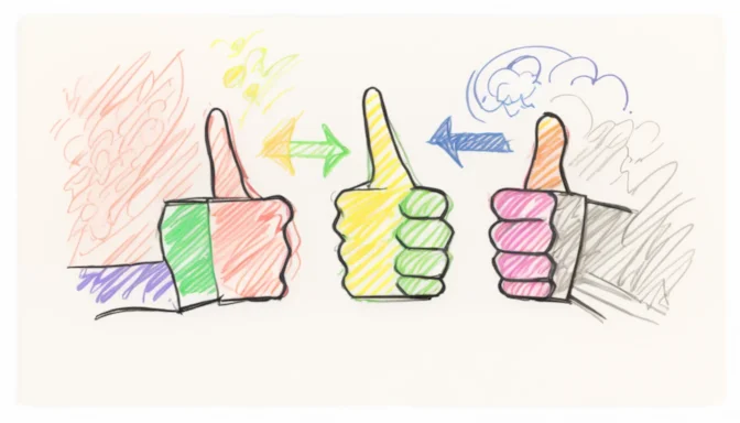 Thumbs up and thumbs down icons representing the pros and cons of DNS Prefetch