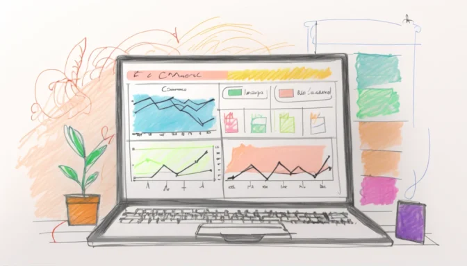 Computer screen showcasing a dashboard for e-commerce conversion tracking