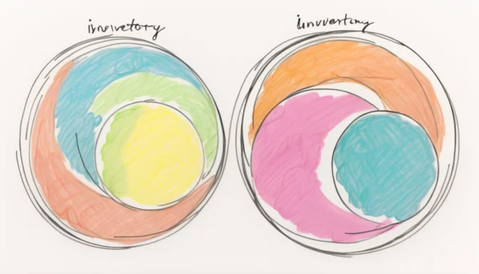 Two overlapping circles labeled Inventory and Stock