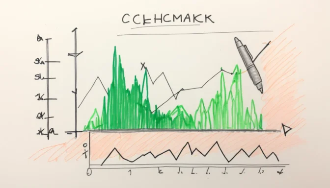 Checkmark next to a green area on a performance chart