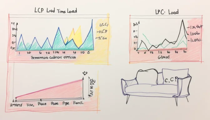 Split screen showing LCP and Page Load Time metrics