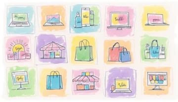 Icons representing various sales channels like online, mobile, and in-store