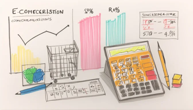 Calculator and chart showing the calculation of e-commerce conversion rates