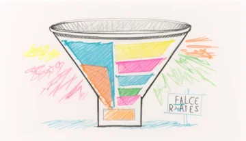 Illustration of a funnel representing e-commerce conversion rates