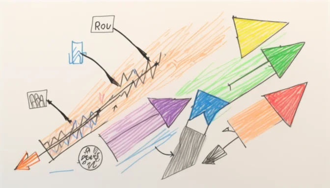 Web page illustration with arrows indicating strategies to reduce bounce rate