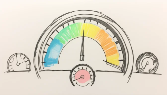 Speedometer showing good network latency levels