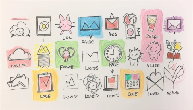 Various icons representing factors affecting page load time