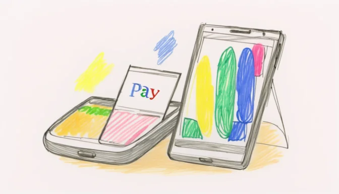 Google Pay logo and a smartphone