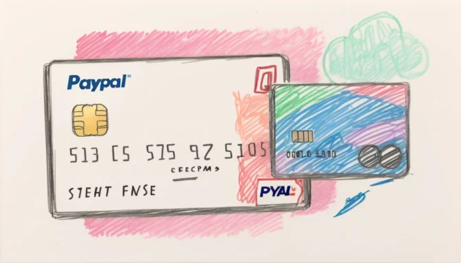 PayPal logo and a credit card