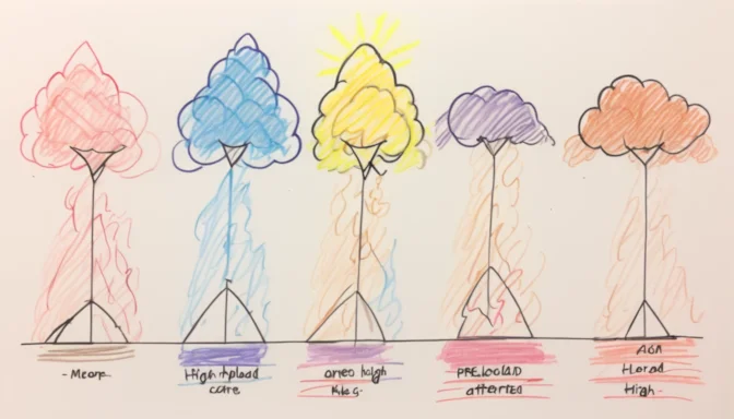 Chart depicting the relationship between high preload and high afterload