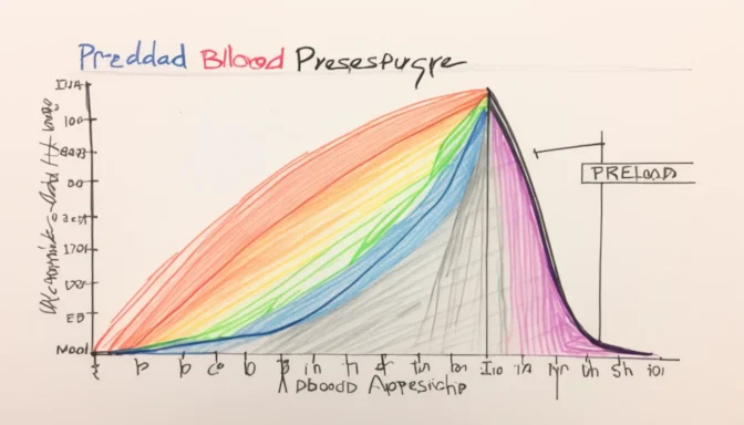 Graph showing the relationship between preload and blood pressure