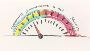 Speedometer showing fast page load speed positively affecting conversion rate