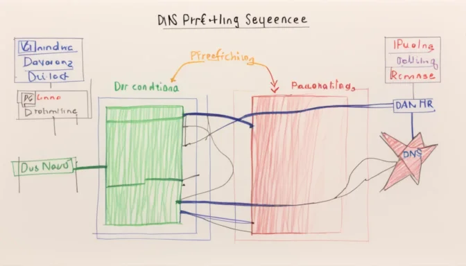 DNS lookup sequence showing DNS prefetching