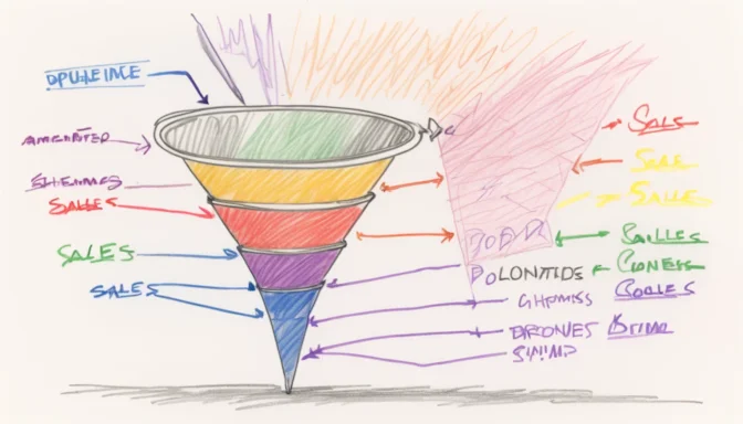 Annotated diagram of a typical sales funnel