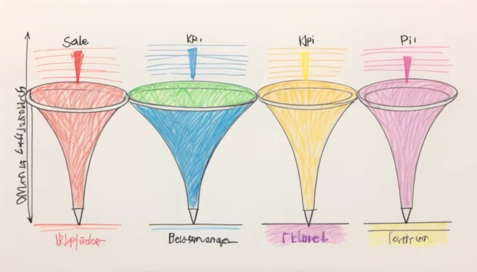 Graph showcasing KPI stages in a sales funnel