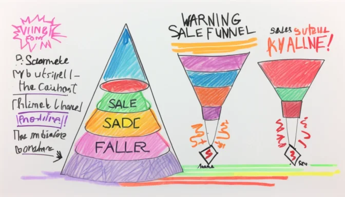 Warning sign indicating reasons for sales funnel failure