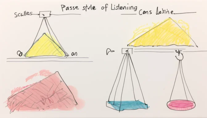 Scales weighing the pros and cons of passive listening