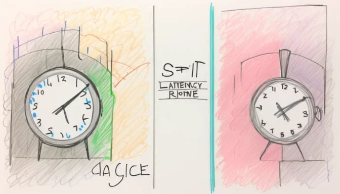 Split screen showing latency on one side and server response time on the other