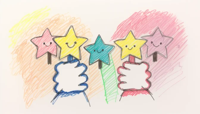 Thumbs up and stars illustrating the concept of social proof