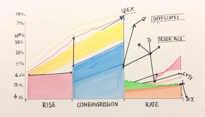 Graph depicting a rise in conversion rates attributable to effective UX design