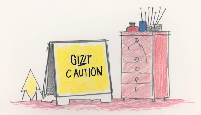 Caution sign beside a server indicating the potential downsides of enabling Gzip