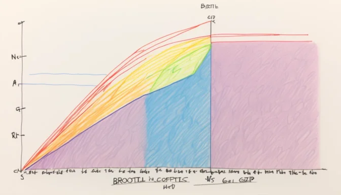 Graph showcasing the contrast in compression ratios between Brotli and Gzip