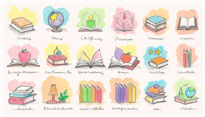 Books and learning icons labeled with UI and UX