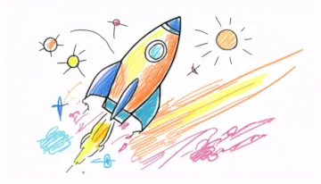 Illustration of a speedy website represented by a rocket